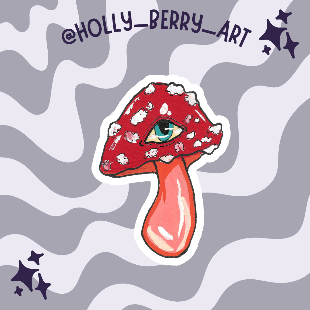 Mushroom Eye Glossy Waterproof Sticker