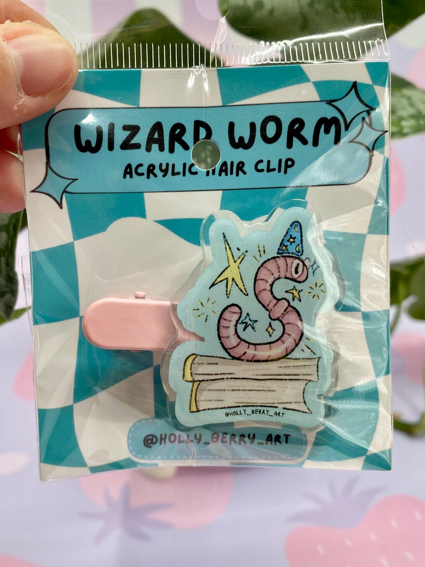 Wizard Worm Acrylic Glitter Hair Clip