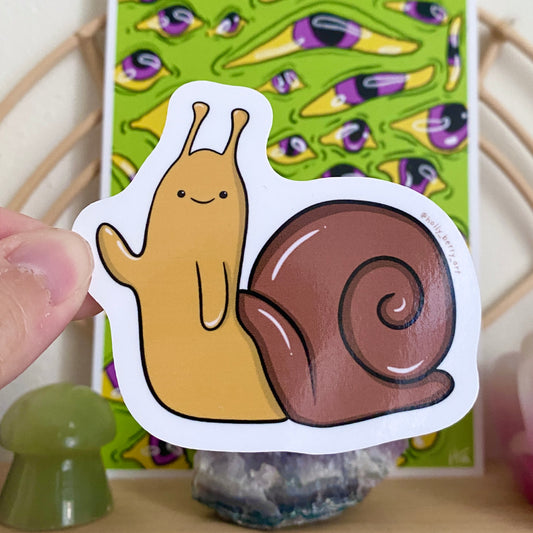 Waving Snail Vinyl Waterproof Glossy Sticker