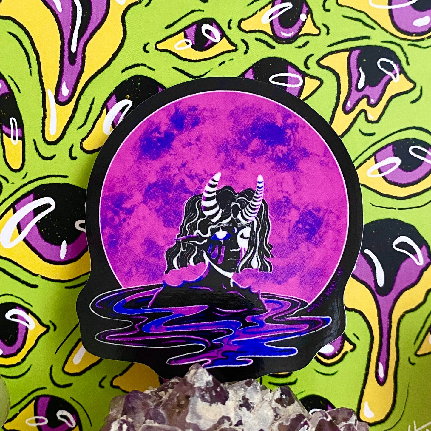 Purple Moon Glossy Vinyl Waterproof Sticker