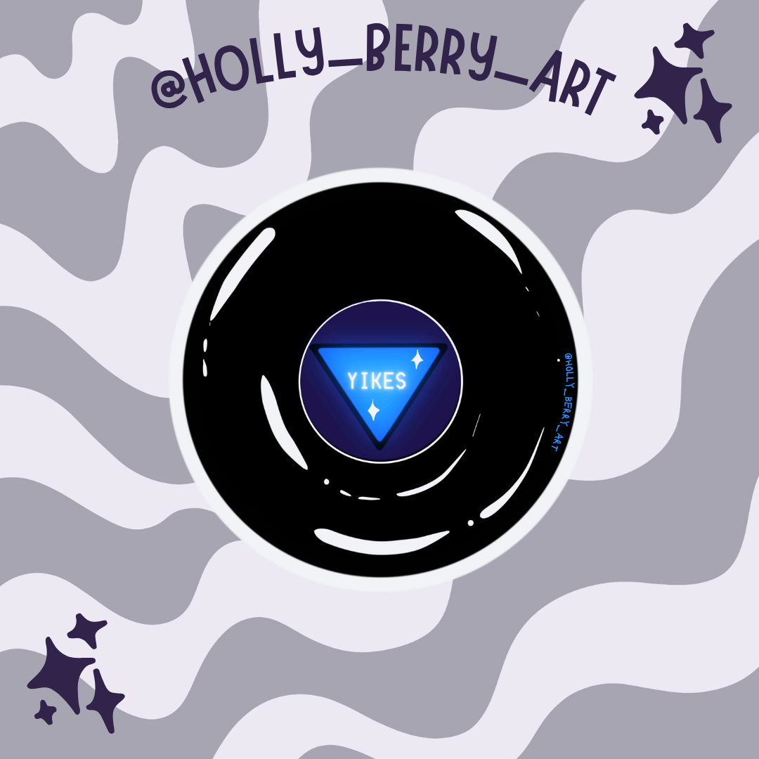 Yikes 8 Ball Holographic Glossy Vinyl Waterproof Sticker