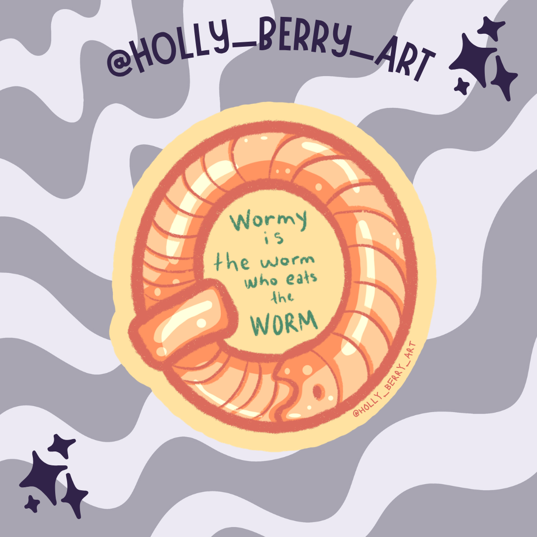 Wormy is the Worm Glossy Waterproof Sticker