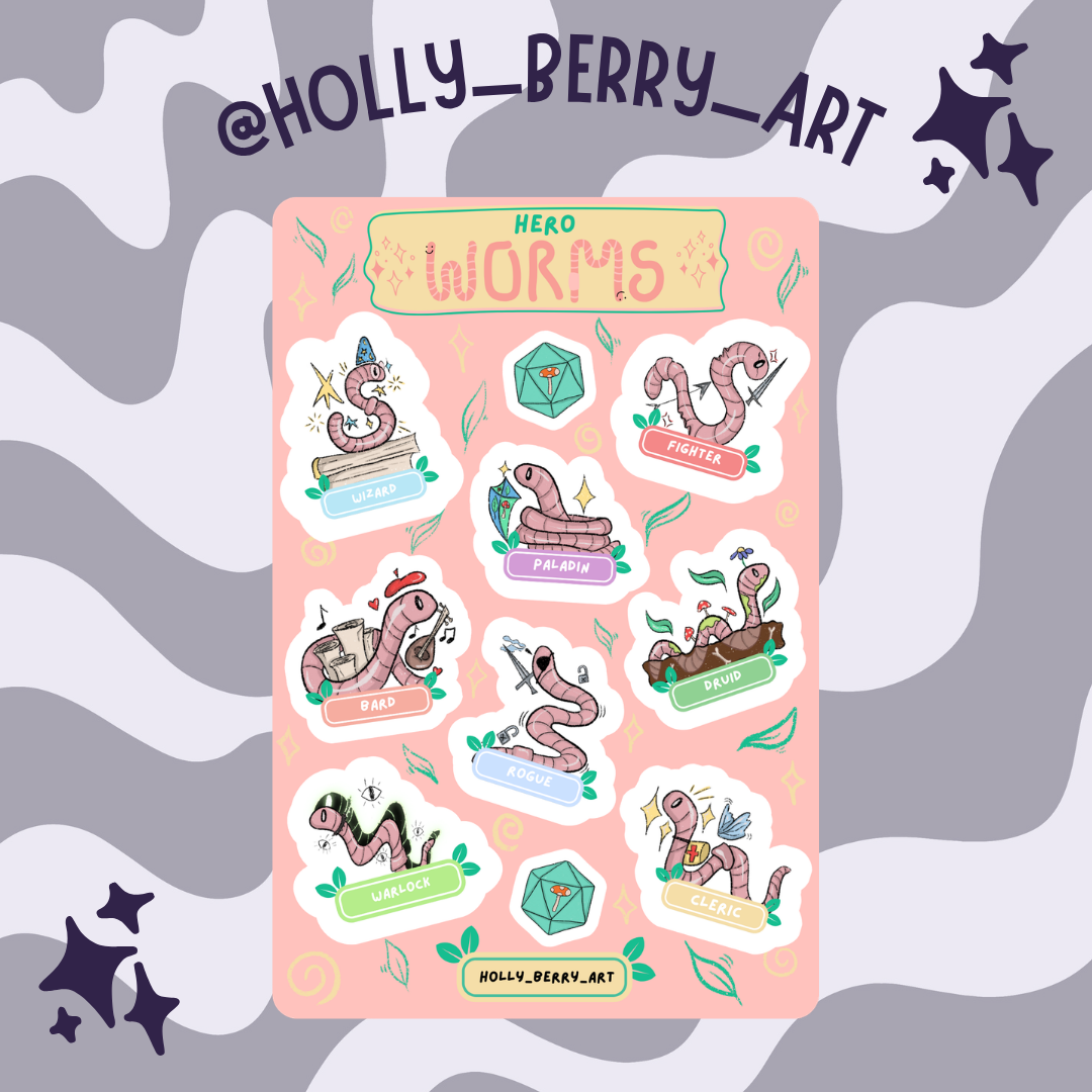 Hero Worms Sticker Sheet
