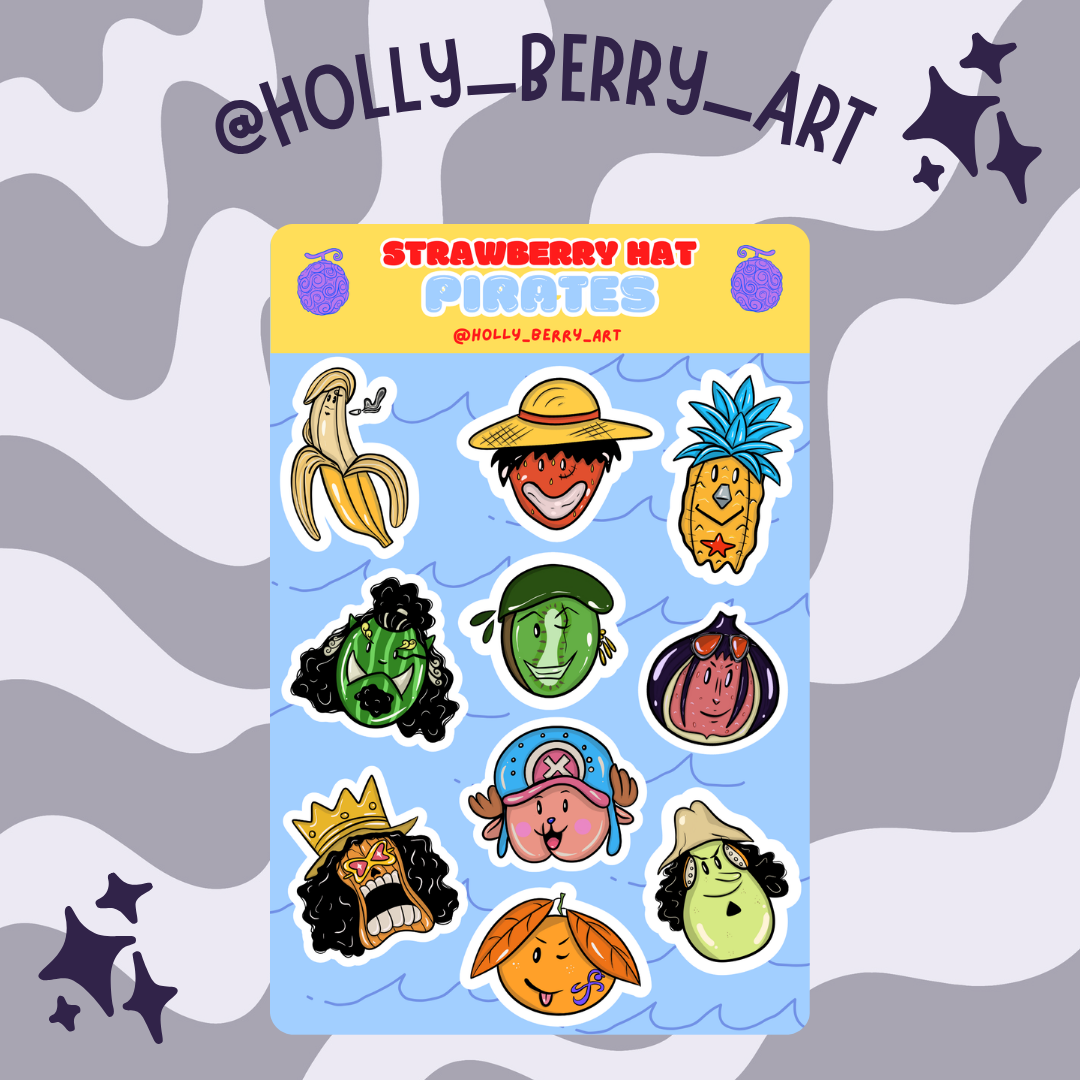Strawberry Hat Pirates Sticker Sheet