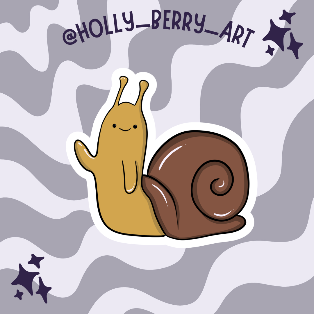 Waving Snail Vinyl Waterproof Glossy Sticker