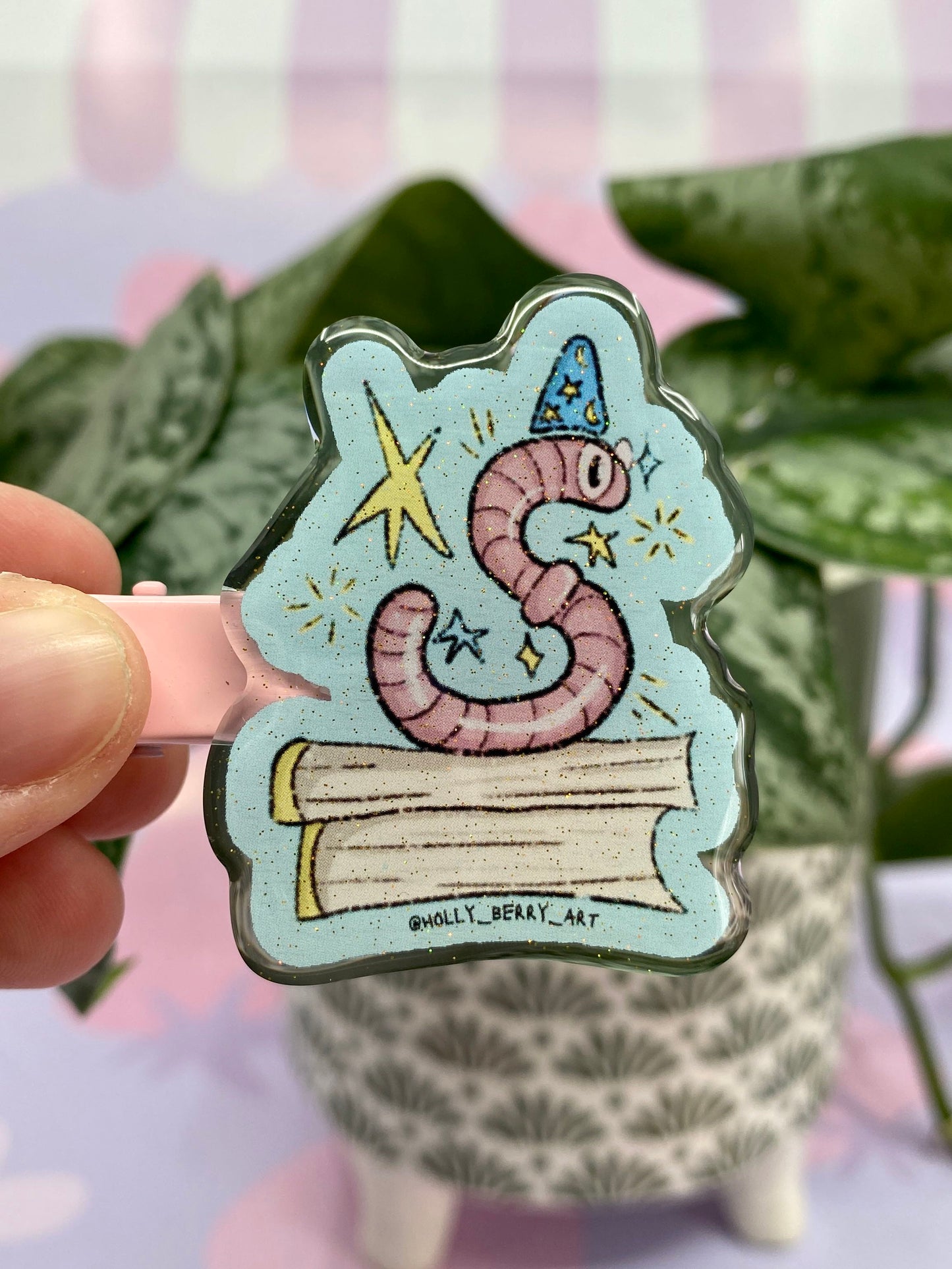 Wizard Worm Acrylic Glitter Hair Clip