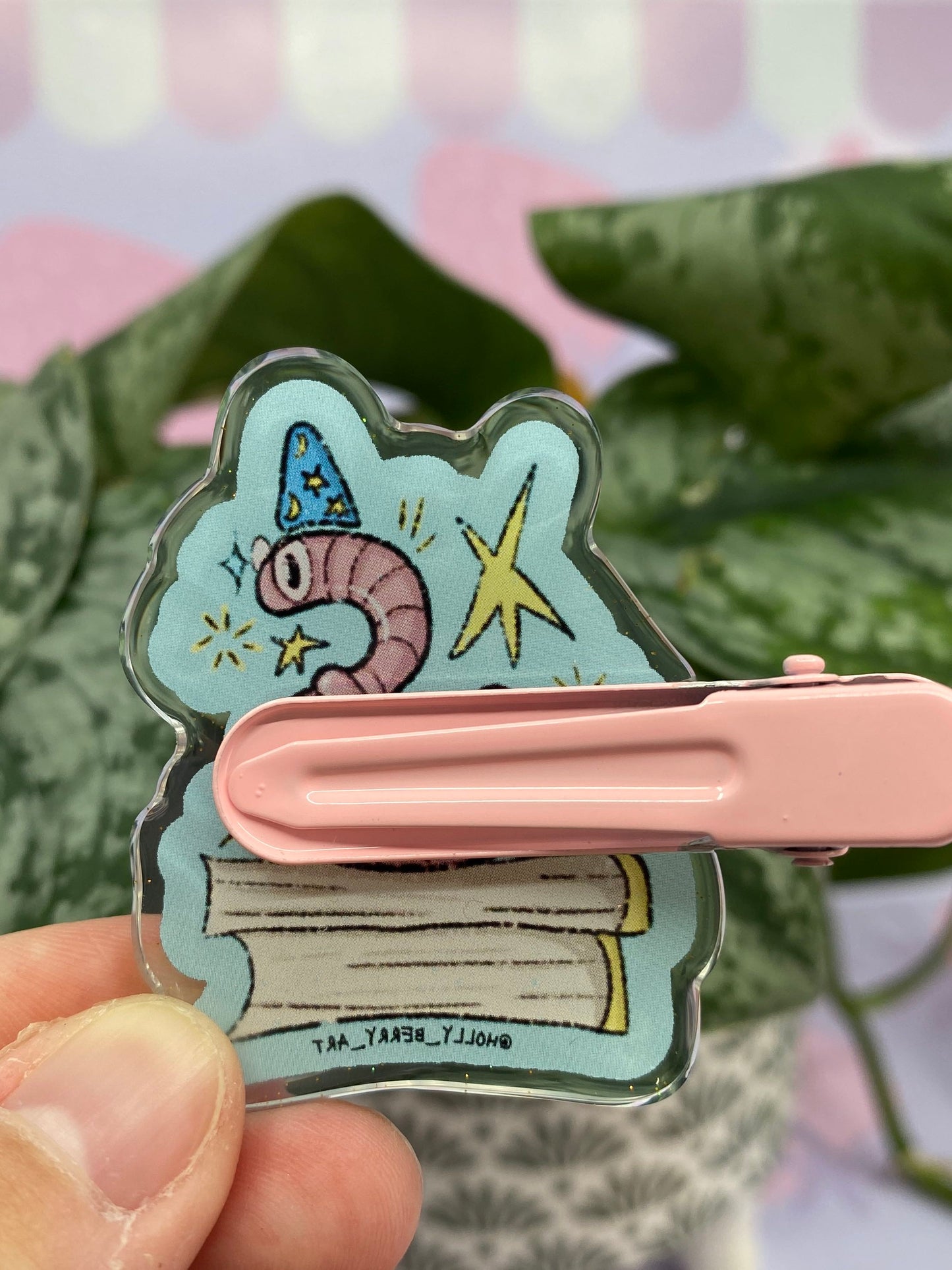 Wizard Worm Acrylic Glitter Hair Clip