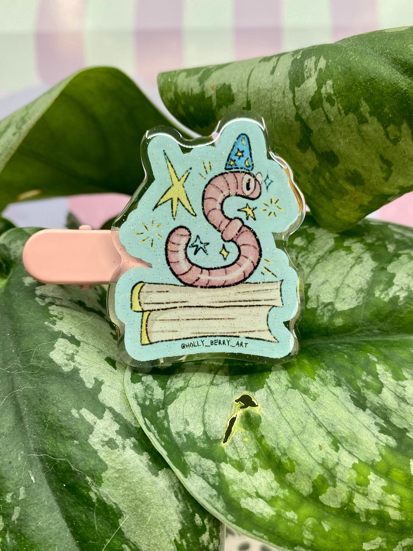 Wizard Worm Acrylic Glitter Hair Clip