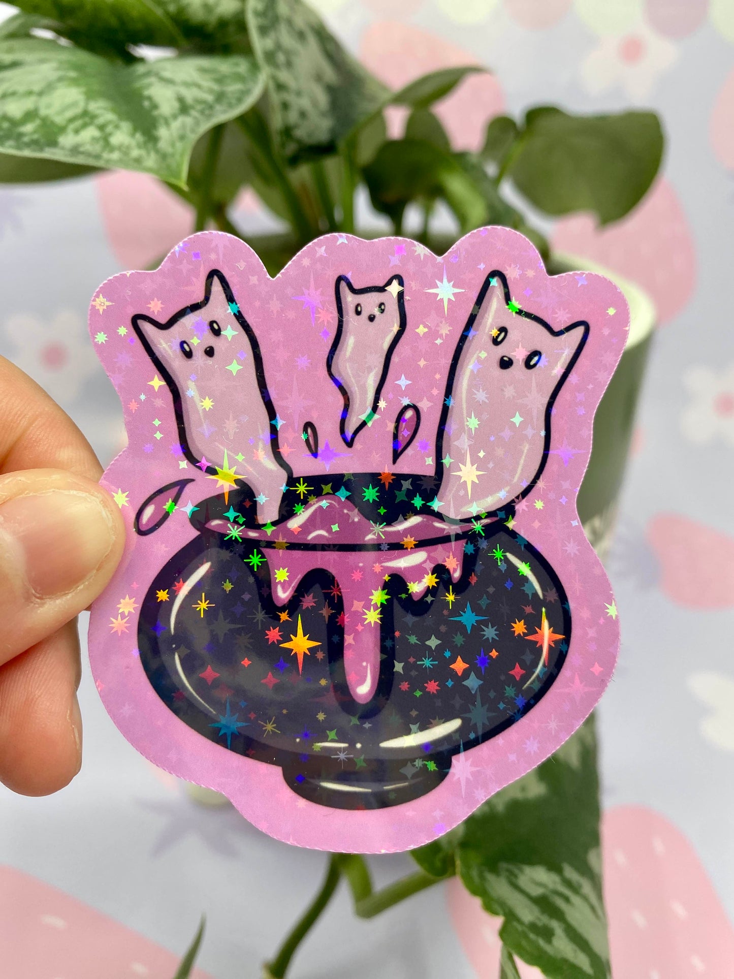 Cauldron Cats Glitter Sticker