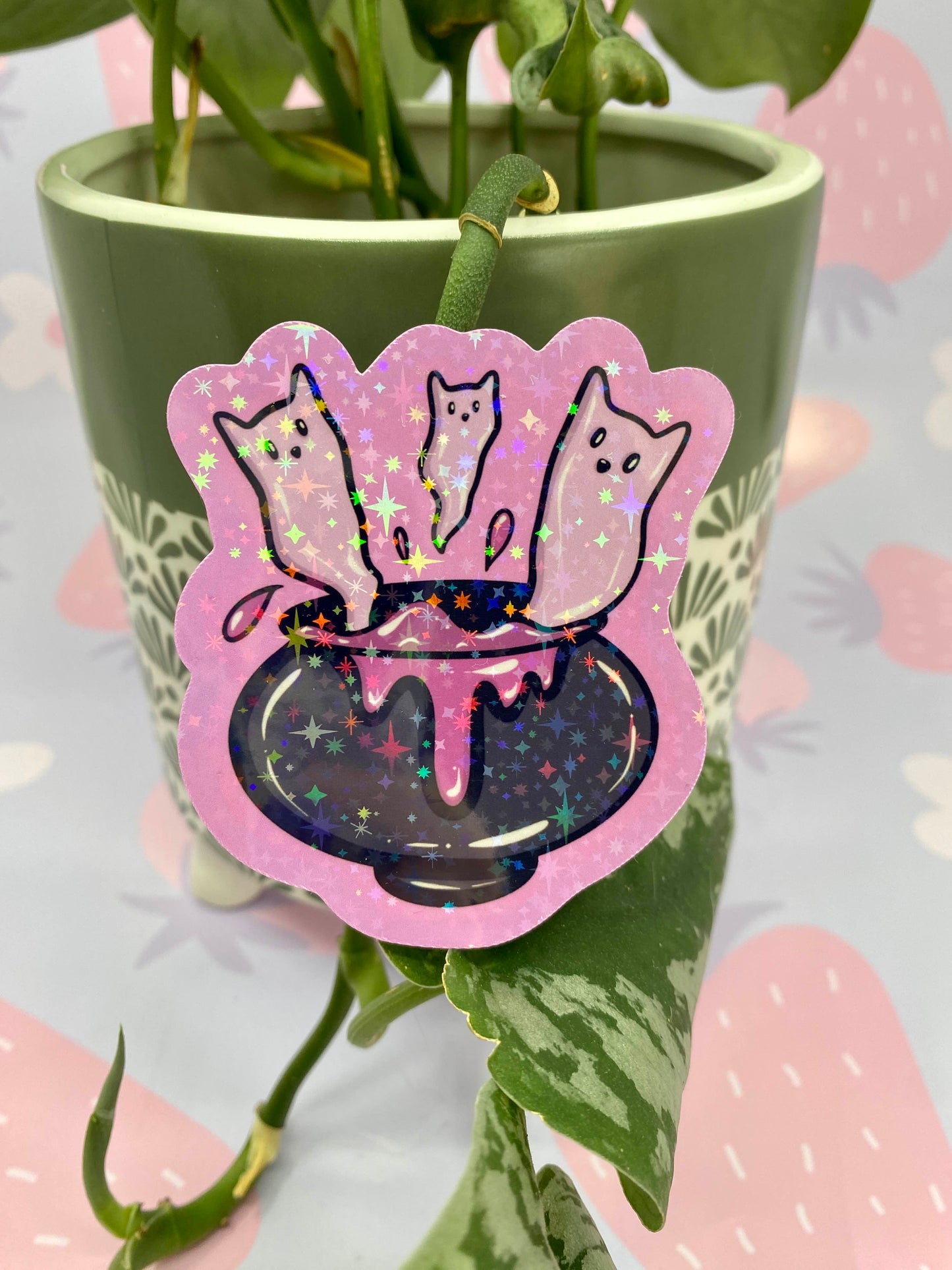 Cauldron Cats Glitter Sticker