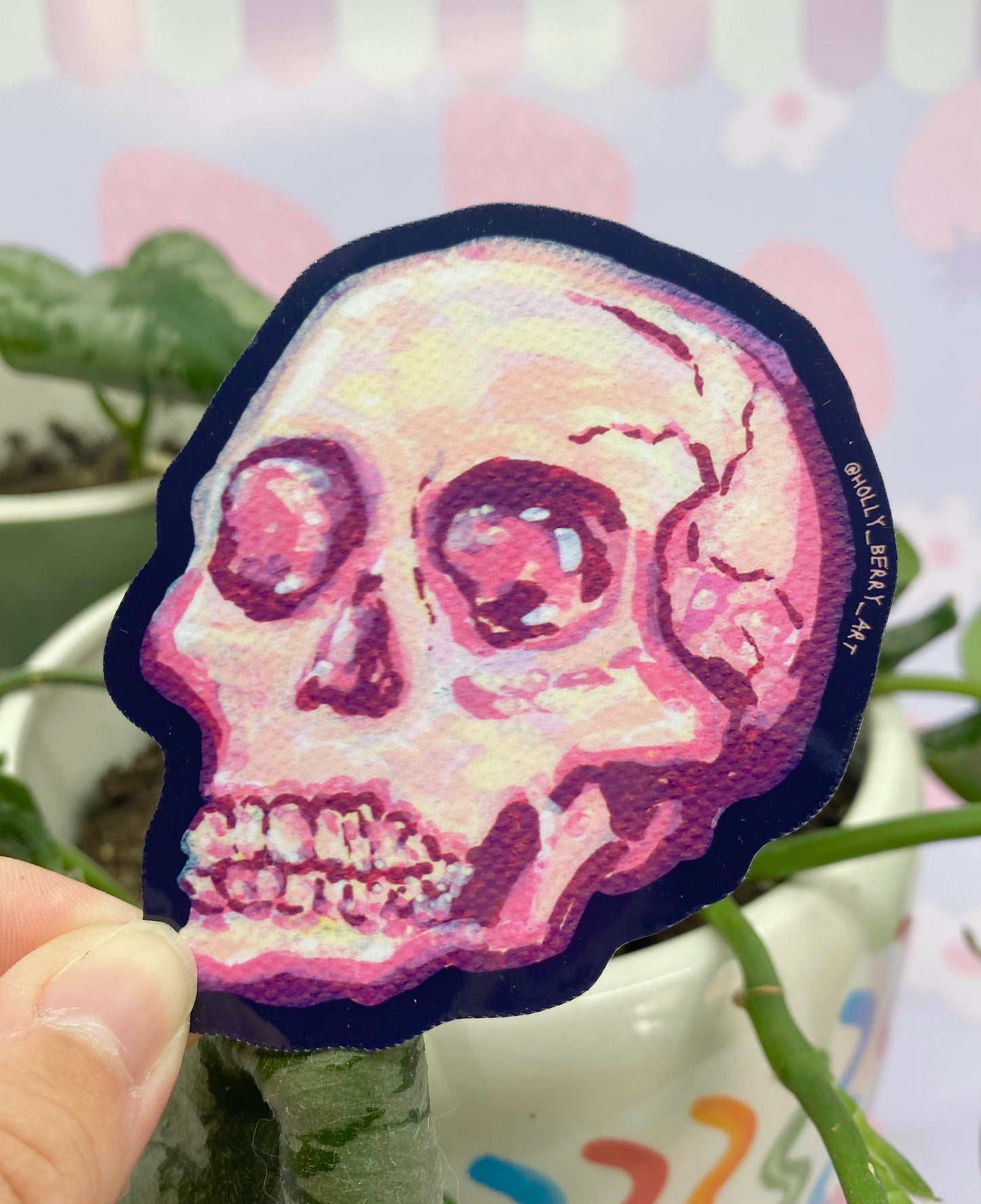 Pink Skull Sticker