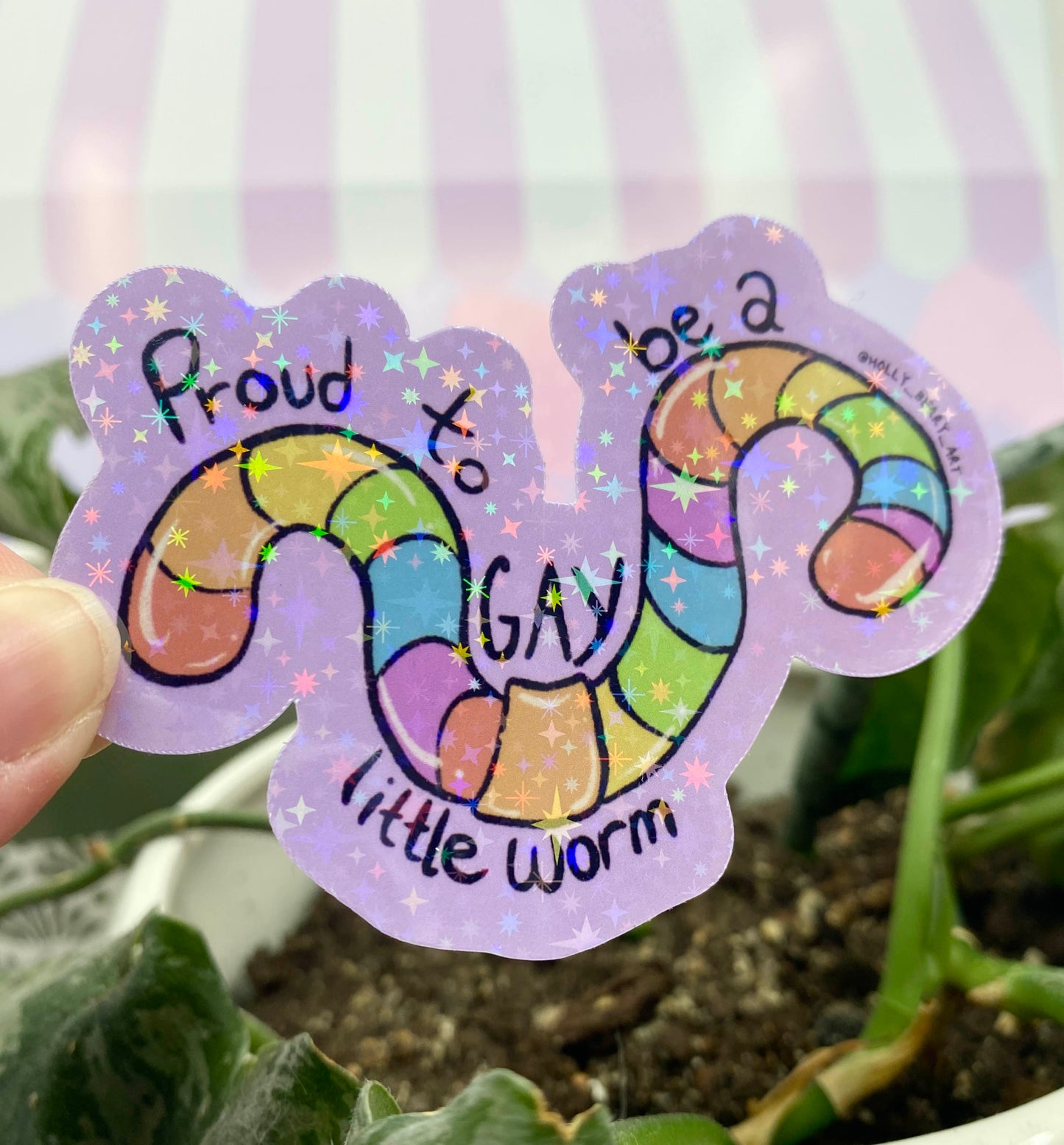 Gay Little Worm Sticker- Glitter